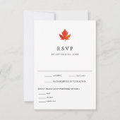 Herfst Maple Leaf Black & White Wedding RSVP Kaart (Voorkant)