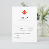 Herfst Maple Leaf Black & White Wedding RSVP Kaart (Staand voorkant)