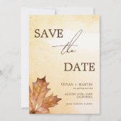 Herfst Maple Leaf Brunt Oranje Waterverf Save The Date (Voorkant)