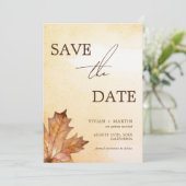 Herfst Maple Leaf Brunt Oranje Waterverf Save The Date (Staand voorkant)