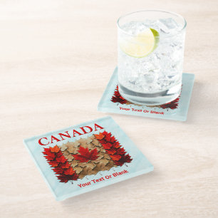 Herfst Maple Leaf Canadese vlag Glazen Onderzetter