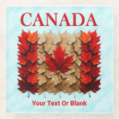 Herfst Maple Leaf Canadese vlag Glazen Onderzetter (Voorkant)