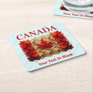 Herfst Maple Leaf Canadese vlag Kartonnen Onderzetters