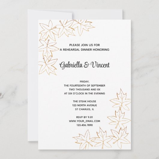 Herfst Maple Leaf Edge repetitie diner Kaart (Voorkant)