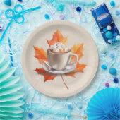 Herfst Maple Leaf en Hot Cacao Papieren Bordje (Feest)