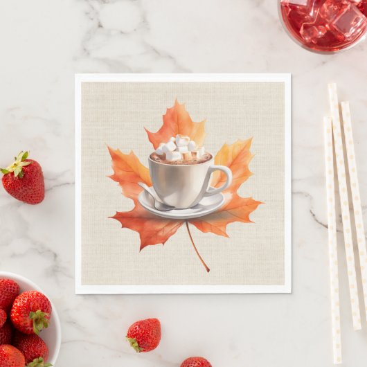 Herfst Maple Leaf en Hot Cacao Servet (Insitu)