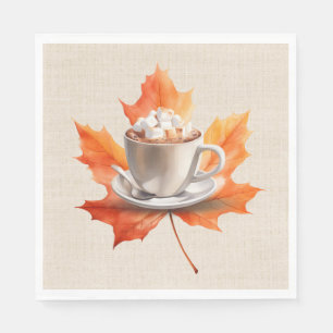 Herfst Maple Leaf en Hot Cacao Servet