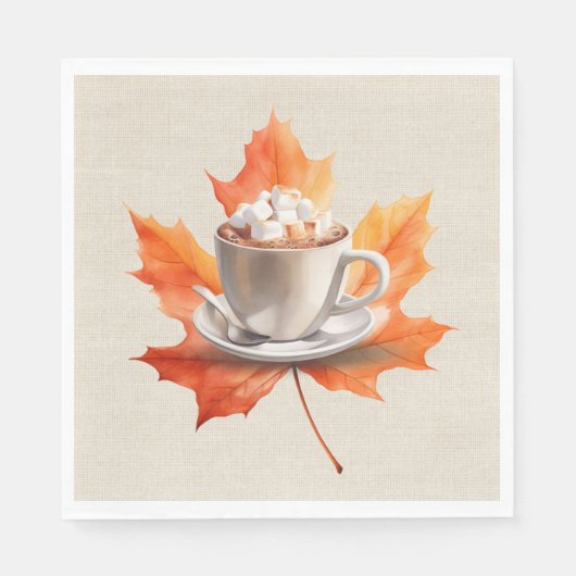 Herfst Maple Leaf en Hot Cacao Servet (Voorkant)