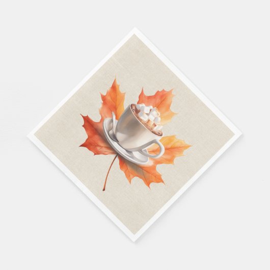 Herfst Maple Leaf en Hot Cacao Servet (Hoek)