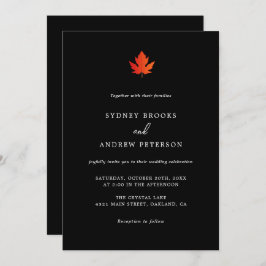 Herfst Maple Leaf Moderne Minimalistische Wedding Kaart