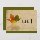 Herfst Maple Leaf op Faux Paper Trouwtafel Nummer Briefkaart (Voorkant / Achterkant)