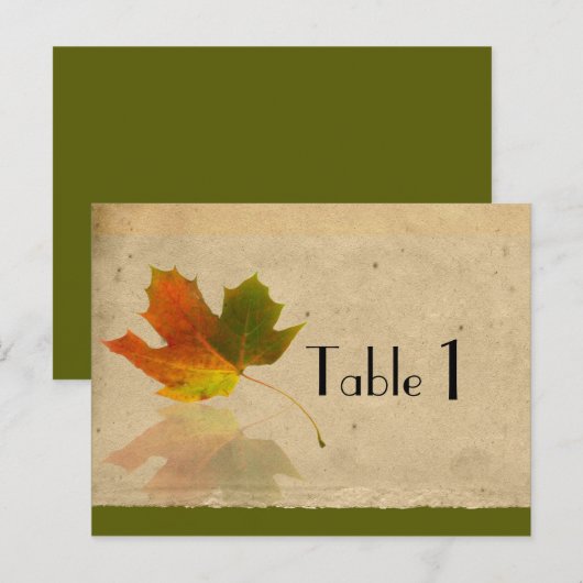 Herfst Maple Leaf op Faux Paper Trouwtafel Nummer Briefkaart (Voorkant / Achterkant)