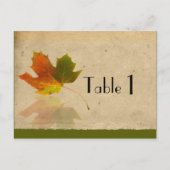 Herfst Maple Leaf op Faux Paper Trouwtafel Nummer Briefkaart (Voorkant)