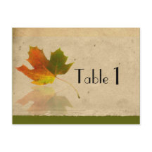 Herfst Maple Leaf op Faux Paper Trouwtafel Nummer