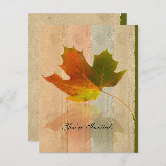 Herfst Maple Leaf over afdruk papier Kaart (Voorkant / Achterkant)