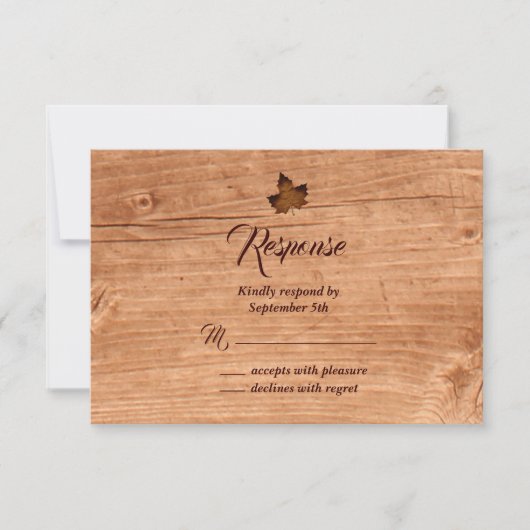 Herfst Maple Leaf RSVP op eikenhout (Voorkant)