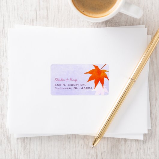 Herfst Maple Leaf Simple Wedding Address Etiket (Insitu)