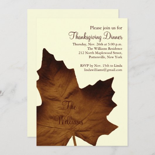 Herfst Maple Leaf Thanksgiving Innodiging Kaart (Voorkant / Achterkant)