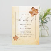 Herfst Maple Leaf Waterverf Foto QR code Bruiloft Kaart (Staand voorkant)