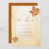 Herfst Maple Leaf Waterverf Foto QR code Bruiloft Kaart (Voorkant / Achterkant)