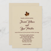 Herfst Maple Leaf Wedding Invitation - beige Kaart (Voorkant / Achterkant)