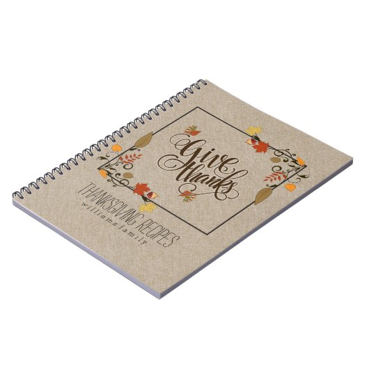 Herfst Maple Leafs Lijst geeft Bedankt tekstontwer Notitieboek (Linkerzijde)