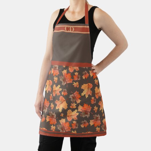 Herfst Maple Leaves All-Over Print Bruin Monogram Schort (Insitu)