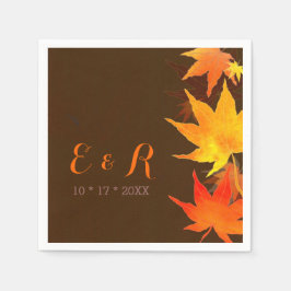 Herfst Maple Leaves Chocolate Brown Wedding Servet