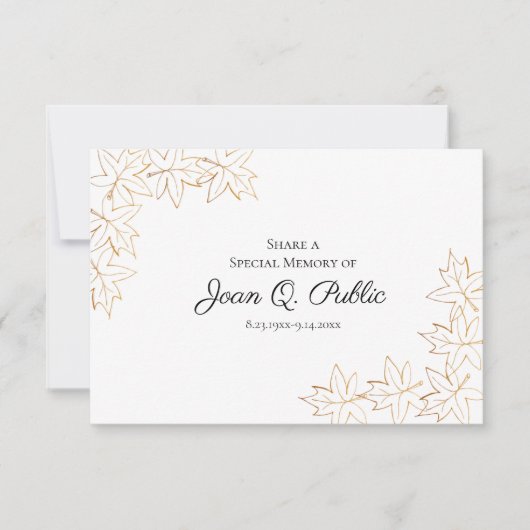 Herfst Maple Leaves Edge deelt geheugenbegrafenis Notitiekaartje (Voorkant)