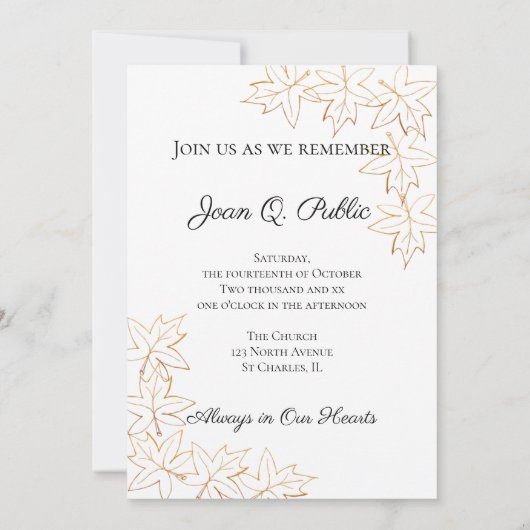 Herfst Maple Leaves Edge Viering van het leven Kaart (Achterkant)