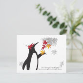 Herfst Maple Leaves en Penguin Funny Herfst Seizoe Briefkaart (Staand voorkant)