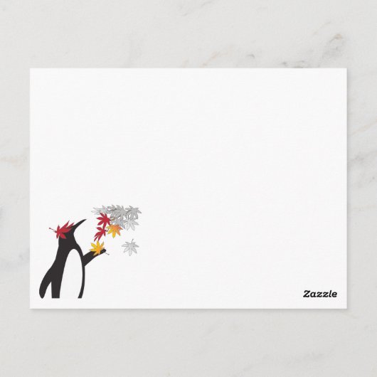 Herfst Maple Leaves en Penguin Funny Herfst Seizoe Briefkaart (Achterkant)