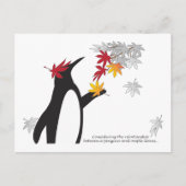 Herfst Maple Leaves en Penguin Funny Herfst Seizoe Briefkaart (Voorkant)