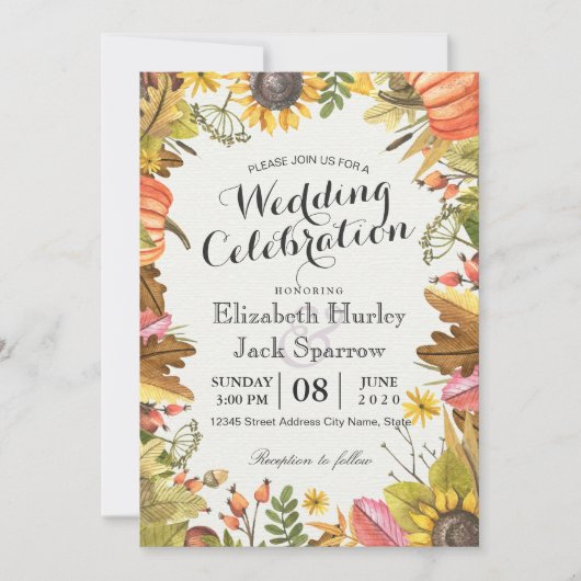 Herfst Maple Leaves Pumpkin  Kaart (Voorkant)