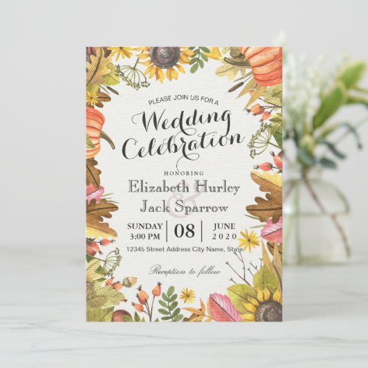 Herfst Maple Leaves Pumpkin  Kaart (Staand voorkant)