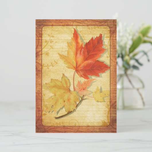 Herfst Maple Leaves Wedding Invitation Kaart (Staand voorkant)