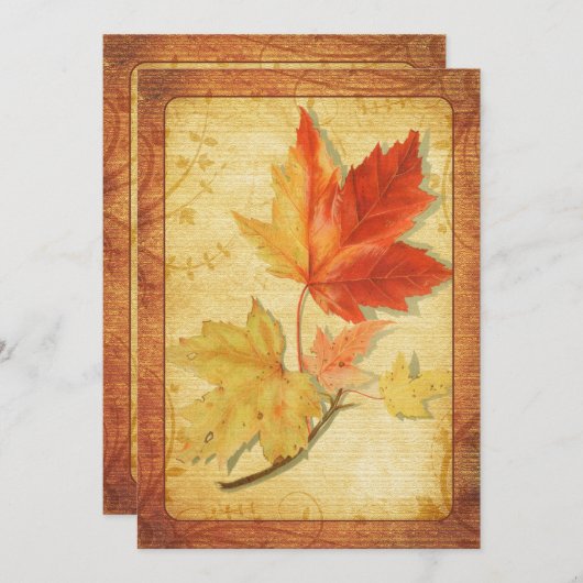Herfst Maple Leaves Wedding Invitation Kaart (Voorkant / Achterkant)