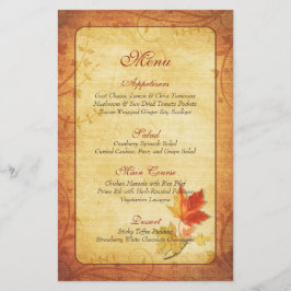 Herfst Maple Leaves Wedding Menu Kaart