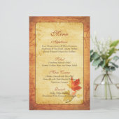 Herfst Maple Leaves Wedding Menu Kaart (Staand voorkant)