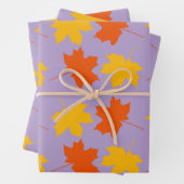 Herfst Maple Leaves Wrapping Pap Flat Sheet Set va Inpakpapier Vel (In situ)