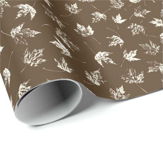 Herfst Maple lekt op bruin - naadloos patroon. Cadeaupapier (Rol Hoek)