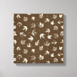 Herfst Maple lekt op bruin - naadloos patroon. Canvas Afdruk