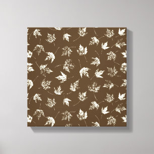 Herfst Maple lekt op bruin - naadloos patroon. Canvas Afdruk