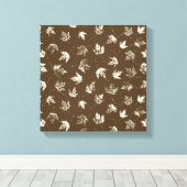 Herfst Maple lekt op bruin - naadloos patroon. Canvas Afdruk (Insitu (Houten vloer))