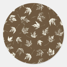 Herfst Maple lekt op bruin - naadloos patroon. Ronde Sticker