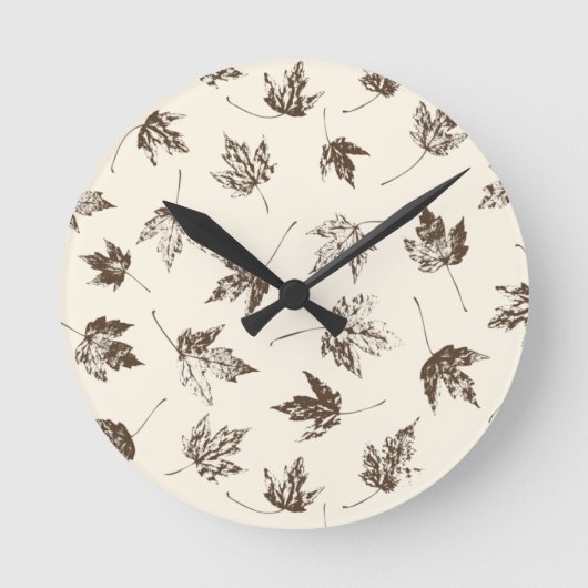 Herfst Maple lekt op crème - naadloos patroon. Ronde Klok (Voorkant)