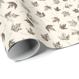 Herfst Maple lekt op room - naadloos patroon. Cadeaupapier