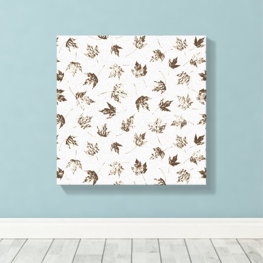 Herfst Maple lekt op room - naadloos patroon. Canvas Afdruk (Insitu (Houten vloer))