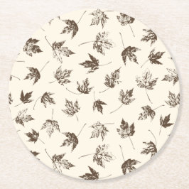 Herfst Maple lekt op room - naadloos patroon. Ronde Kartonnen Onderzetter