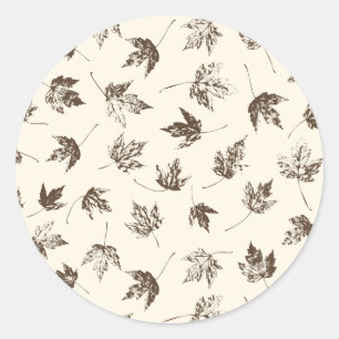 Herfst Maple lekt op room - naadloos patroon. Ronde Sticker